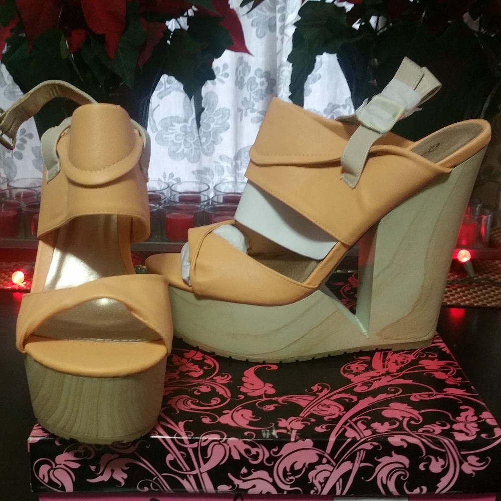 Faux Leather Cut-Out Wedges